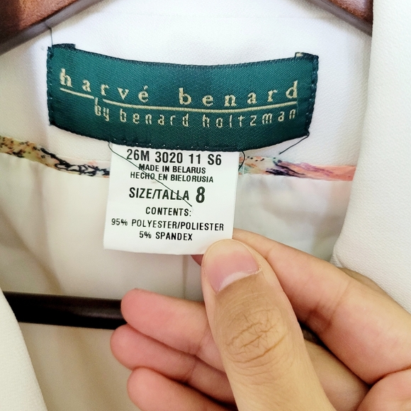 Harve Benard White Suit Jacket with Decorative Stitching Scalloped Bottom Size 8 - Picture 3 of 8